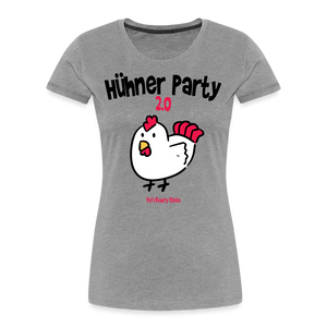 HühnerParty 2023 White Chicken - Frauen Premium Bio T-Shirt - Grau meliert