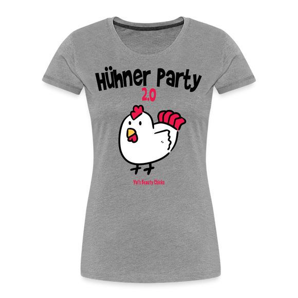 HühnerParty 2023 White Chicken - Frauen Premium Bio T-Shirt - Grau meliert