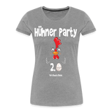 Hühner Party 2023 Rooster White - Frauen Premium Bio T-Shirt - Grau meliert