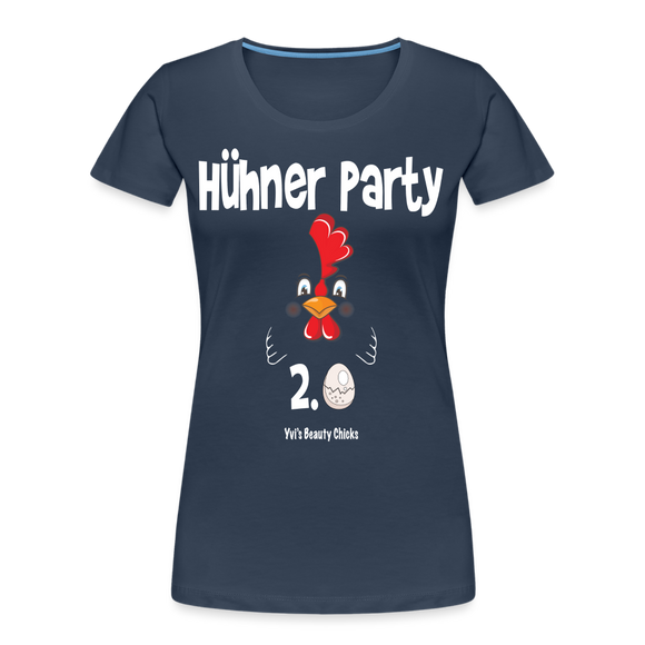 Hühner Party 2023 Rooster White - Frauen Premium Bio T-Shirt - Navy