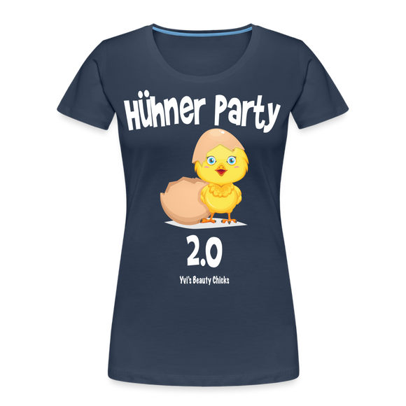 Hühner Party 2023 Small Chicken White - Frauen Premium Bio T-Shirt - Navy