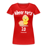 Hühner Party 2023 Small Chicken White - Frauen Premium Bio T-Shirt - Rot