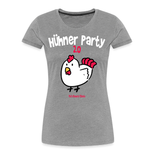 Hühner Party 2023 Chicken White - Frauen Premium Bio T-Shirt - Grau meliert