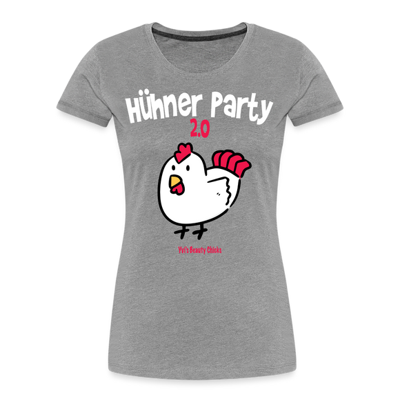 Hühner Party 2023 Chicken White - Frauen Premium Bio T-Shirt - Grau meliert