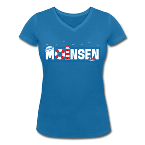 Moinsen - Frauen Bio-T-Shirt mit V-Ausschnitt von Stanley & Stella - Pfauenblau