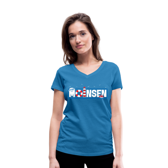 Moinsen - Frauen Bio-T-Shirt mit V-Ausschnitt von Stanley & Stella - Pfauenblau