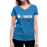 Moinsen - Frauen Bio-T-Shirt mit V-Ausschnitt von Stanley & Stella - Pfauenblau