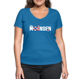 Moinsen - Frauen Bio-T-Shirt mit V-Ausschnitt von Stanley & Stella - Pfauenblau