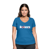 Moinsen - Frauen Bio-T-Shirt mit V-Ausschnitt von Stanley & Stella - Pfauenblau