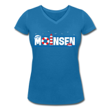 Moinsen - Frauen Bio-T-Shirt mit V-Ausschnitt von Stanley & Stella - Pfauenblau