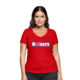 Moinsen - Frauen Bio-T-Shirt mit V-Ausschnitt von Stanley & Stella - Rot