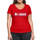 Moinsen - Frauen Bio-T-Shirt mit V-Ausschnitt von Stanley & Stella - Rot