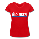 Moinsen - Frauen Bio-T-Shirt mit V-Ausschnitt von Stanley & Stella - Rot