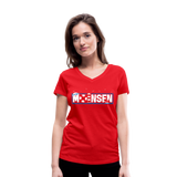 Moinsen - Frauen Bio-T-Shirt mit V-Ausschnitt von Stanley & Stella - Rot