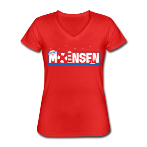 Moinsen - Klassisches Frauen-T-Shirt mit V-Ausschnitt - Rot