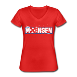 Moinsen - Klassisches Frauen-T-Shirt mit V-Ausschnitt - Rot