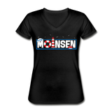 Moinsen - Klassisches Frauen-T-Shirt mit V-Ausschnitt - Schwarz