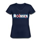 Moinsen - Klassisches Frauen-T-Shirt mit V-Ausschnitt - Navy