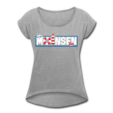 Moinsen - Frauen T-Shirt mit gerollten Ärmeln - Grau meliert