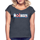 Moinsen - Frauen T-Shirt mit gerollten Ärmeln - Navy meliert