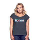 Moinsen - Frauen T-Shirt mit gerollten Ärmeln - Navy meliert