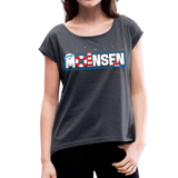 Moinsen - Frauen T-Shirt mit gerollten Ärmeln - Navy meliert