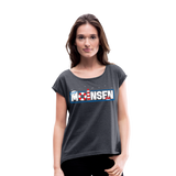 Moinsen - Frauen T-Shirt mit gerollten Ärmeln - Navy meliert