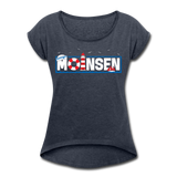 Moinsen - Frauen T-Shirt mit gerollten Ärmeln - Navy meliert