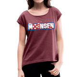 Moinsen - Frauen T-Shirt mit gerollten Ärmeln - Bordeauxrot meliert