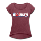 Moinsen - Frauen T-Shirt mit gerollten Ärmeln - Bordeauxrot meliert