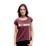 Moinsen - Frauen T-Shirt mit gerollten Ärmeln - Bordeauxrot meliert