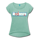 Moinsen - Frauen T-Shirt mit gerollten Ärmeln - Minze meliert