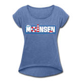 Moinsen - Frauen T-Shirt mit gerollten Ärmeln - Denim meliert