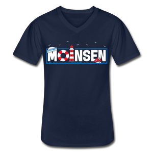 Moinsen - Klassisches Männer-T-Shirt mit V-Ausschnitt - Navy