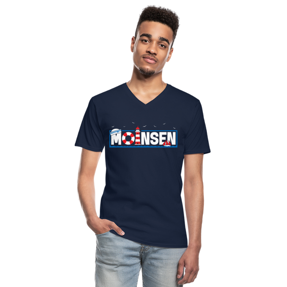 Moinsen - Klassisches Männer-T-Shirt mit V-Ausschnitt - Navy