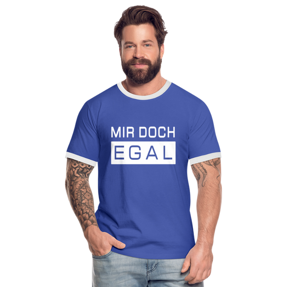 Mir Doch Egal - Männer Kontrast-T-Shirt - Blau/Weiß