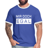 Mir Doch Egal - Männer Kontrast-T-Shirt - Blau/Weiß