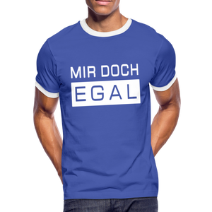 Mir Doch Egal - Männer Kontrast-T-Shirt - Blau/Weiß