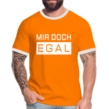 Mir Doch Egal - Männer Kontrast-T-Shirt - Orange/Weiß