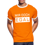 Mir Doch Egal - Männer Kontrast-T-Shirt - Orange/Weiß