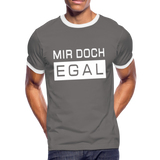 Mir Doch Egal - Männer Kontrast-T-Shirt - Dunkelgrau/Weiß