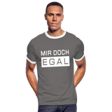 Mir Doch Egal - Männer Kontrast-T-Shirt - Dunkelgrau/Weiß