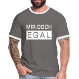 Mir Doch Egal - Männer Kontrast-T-Shirt - Dunkelgrau/Weiß