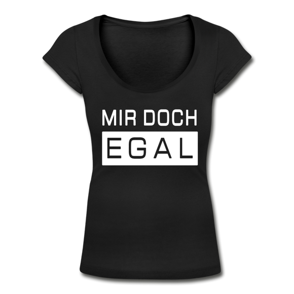 Mir Doch Egal - Frauen T-Shirt mit U-Ausschnitt - Schwarz