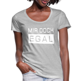 Mir Doch Egal - Frauen T-Shirt mit U-Ausschnitt - Grau meliert