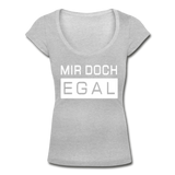 Mir Doch Egal - Frauen T-Shirt mit U-Ausschnitt - Grau meliert