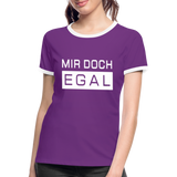 Mir Doch Egal - Frauen Kontrast-T-Shirt - Lila/Weiß