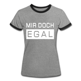 Mir Doch Egal - Frauen Kontrast-T-Shirt - Grau meliert/Schwarz