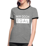 Mir Doch Egal - Frauen Kontrast-T-Shirt - Grau meliert/Schwarz