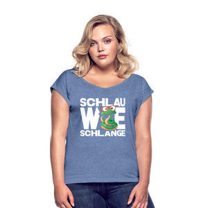 Schlau wie Schlange - Frauen T-Shirt mit gerollten Ärmeln - Navy meliert